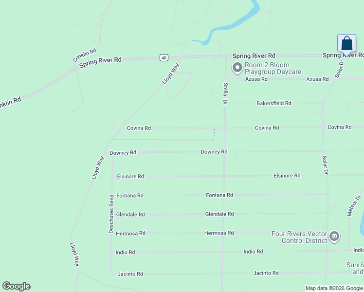 map of restaurants, bars, coffee shops, grocery stores, and more near 16944 Downey Road in Bend