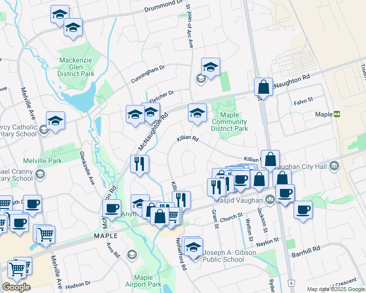 map of restaurants, bars, coffee shops, grocery stores, and more near 119 Marwood Place in Vaughan