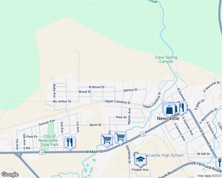 map of restaurants, bars, coffee shops, grocery stores, and more near 531-599 Williams Avenue in Newcastle