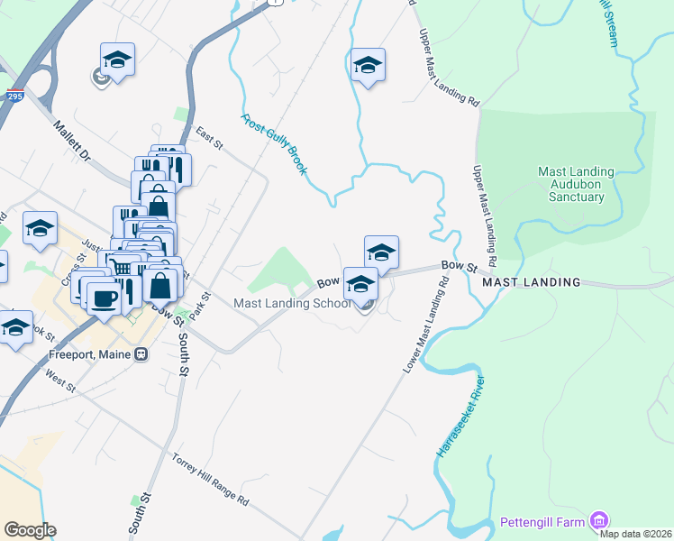 map of restaurants, bars, coffee shops, grocery stores, and more near 7 Clarence Woods in Freeport