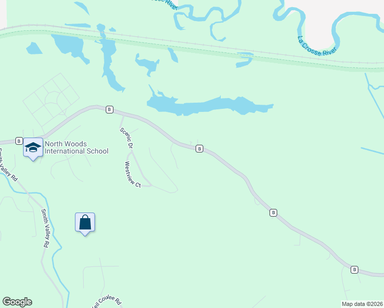 map of restaurants, bars, coffee shops, grocery stores, and more near W5277 County Road B in La Crosse