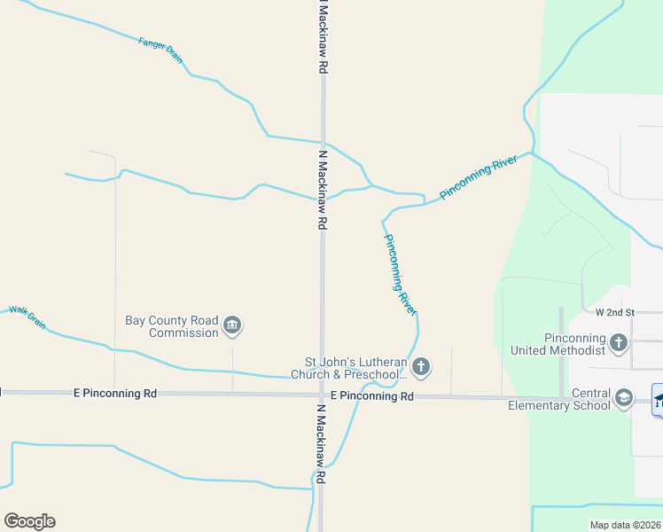 map of restaurants, bars, coffee shops, grocery stores, and more near 4001-4399 N Mackinaw Rd in Pinconning