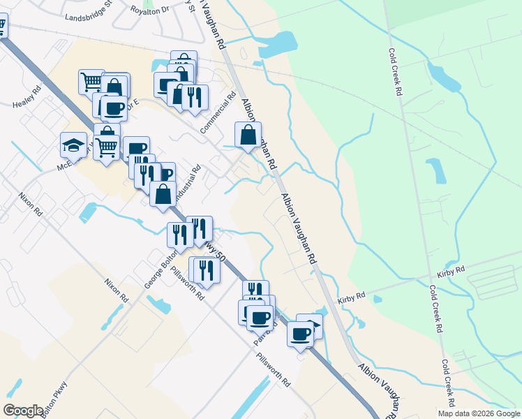 map of restaurants, bars, coffee shops, grocery stores, and more near 34 Morra Avenue in Bolton