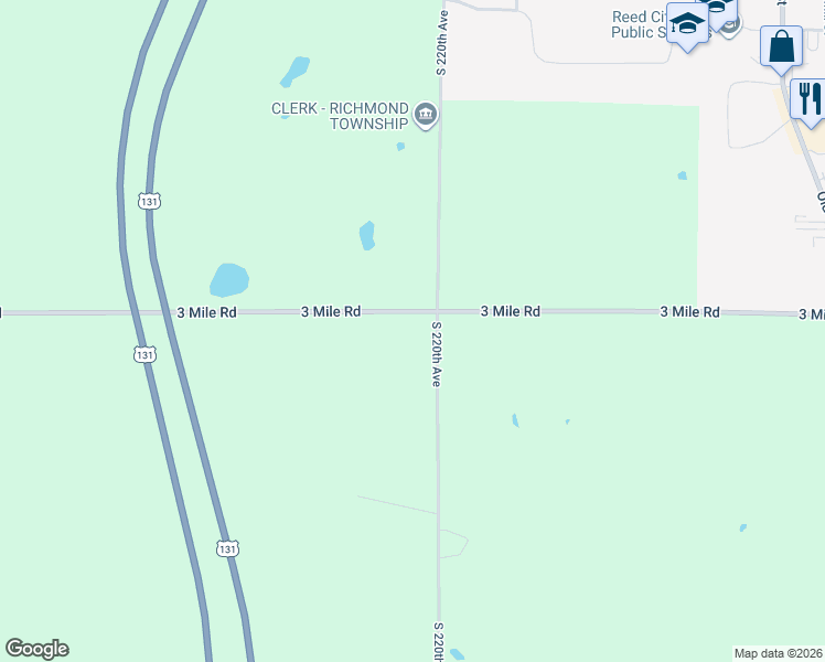map of restaurants, bars, coffee shops, grocery stores, and more near 2781-2999 S Patterson Ave in Reed City
