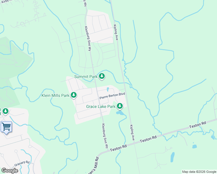map of restaurants, bars, coffee shops, grocery stores, and more near 15 Streamside Street in Vaughan