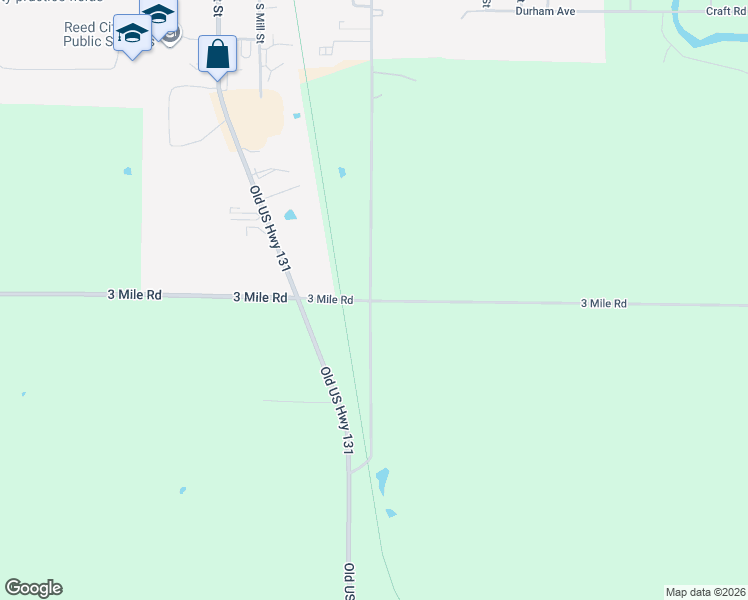 map of restaurants, bars, coffee shops, grocery stores, and more near 20999 3 Mile Road in Reed City