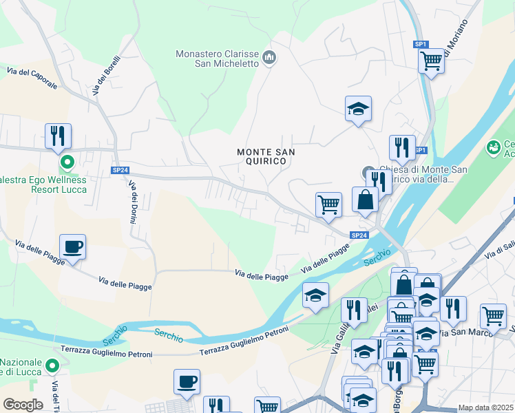 map of restaurants, bars, coffee shops, grocery stores, and more near 703/K Via di Sant'Alessio in Lucca