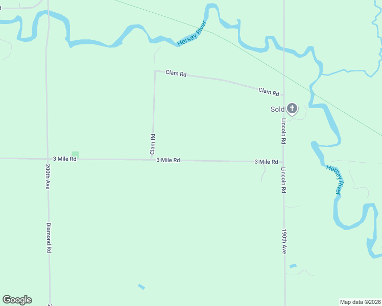 map of restaurants, bars, coffee shops, grocery stores, and more near 3 Mile Road in Reed City