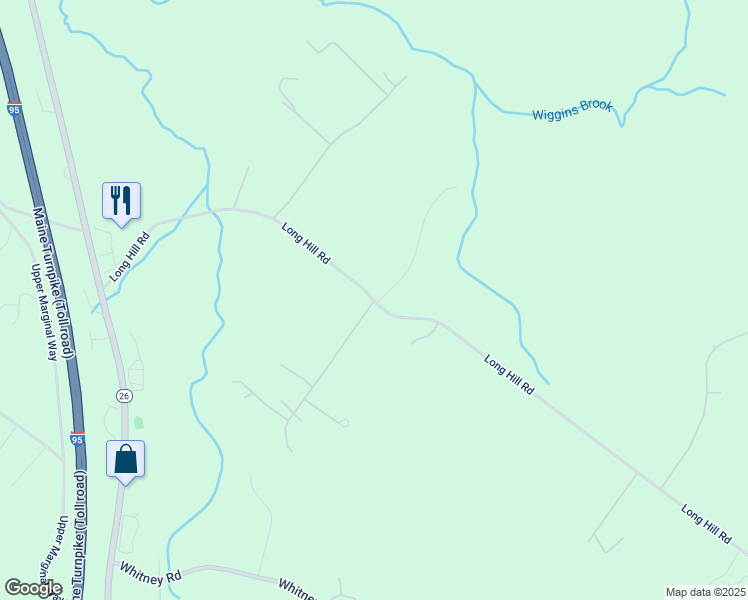 map of restaurants, bars, coffee shops, grocery stores, and more near 1 Doughty Farm Road in Gray