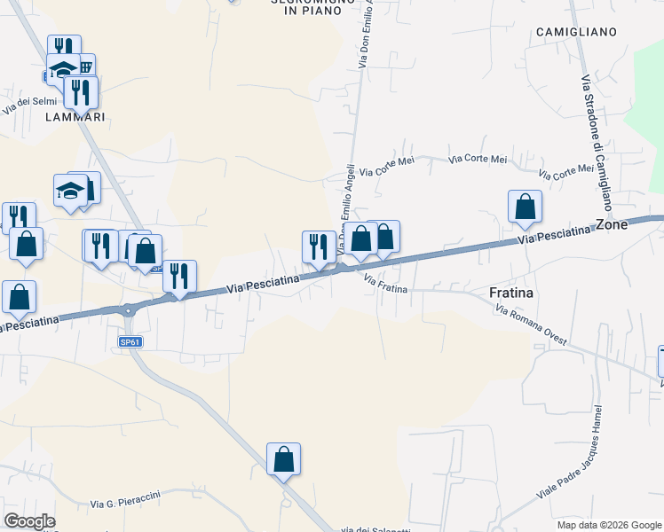 map of restaurants, bars, coffee shops, grocery stores, and more near 534 Via Pesciatina in Capannori