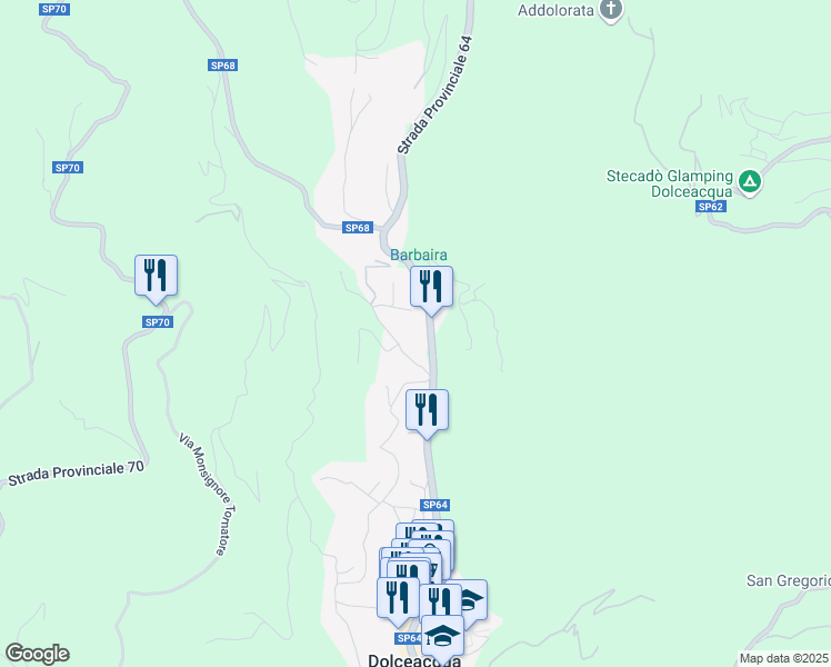 map of restaurants, bars, coffee shops, grocery stores, and more near 4 Strada Provinciale 64 in Dolceacqua