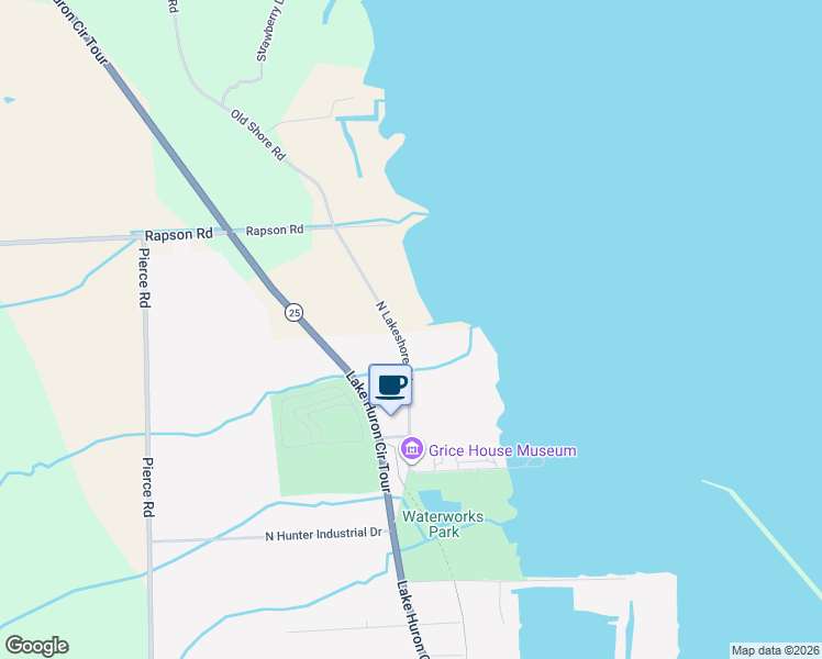 map of restaurants, bars, coffee shops, grocery stores, and more near 836 North Lakeshore Road in Harbor Beach