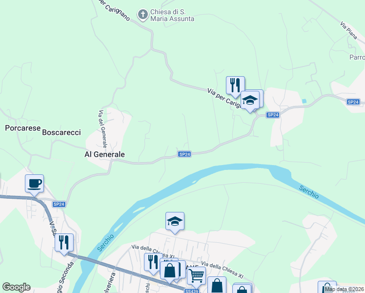 map of restaurants, bars, coffee shops, grocery stores, and more near 4320 Via di Sant'Alessio in Lucca