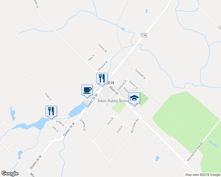map of restaurants, bars, coffee shops, grocery stores, and more near 19774 Main Street in Alton