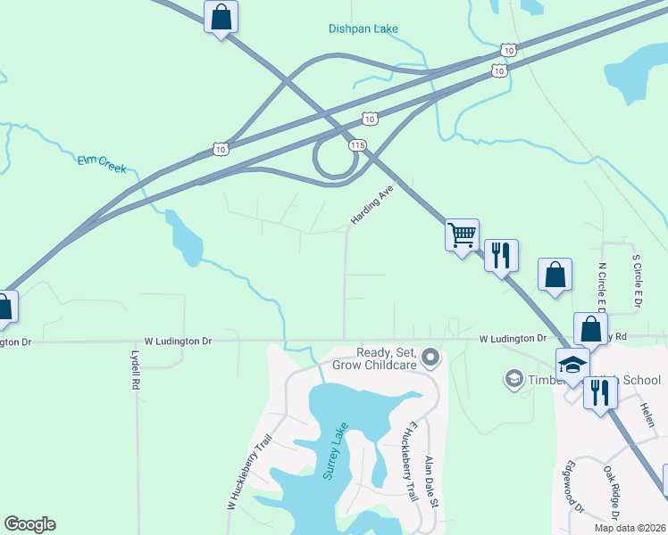 map of restaurants, bars, coffee shops, grocery stores, and more near 8840 Harding Avenue in Farwell