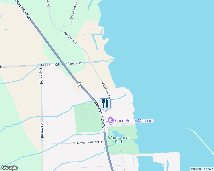 map of restaurants, bars, coffee shops, grocery stores, and more near 836 North Lakeshore Road in Harbor Beach