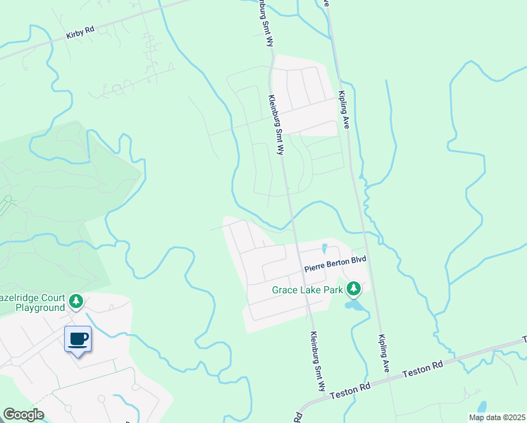 map of restaurants, bars, coffee shops, grocery stores, and more near 105 Morning Sparrow Drive in Vaughan
