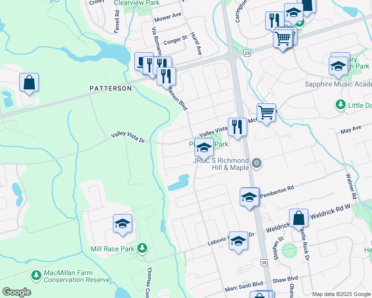 map of restaurants, bars, coffee shops, grocery stores, and more near 20 Altus Park Drive in Vaughan