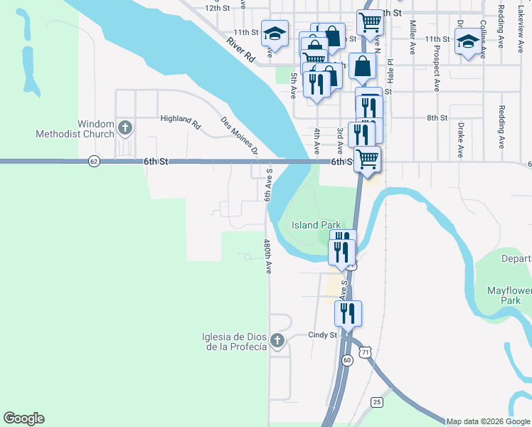 map of restaurants, bars, coffee shops, grocery stores, and more near 135 6th Avenue South in Windom