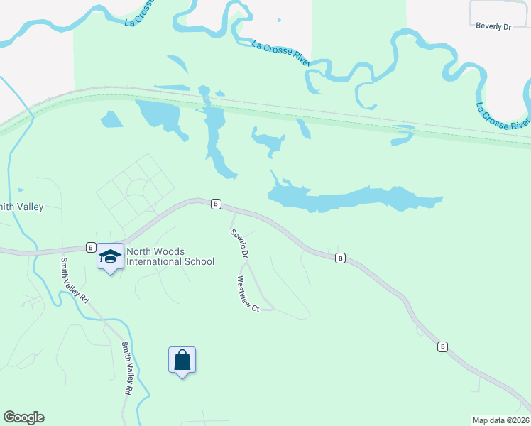 map of restaurants, bars, coffee shops, grocery stores, and more near W5356 County Road B in La Crosse