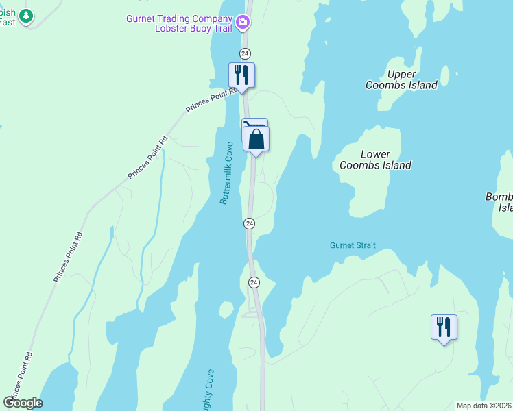 map of restaurants, bars, coffee shops, grocery stores, and more near 679 Gurnet Road in Brunswick