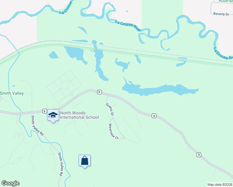 map of restaurants, bars, coffee shops, grocery stores, and more near W5356 County Road B in La Crosse