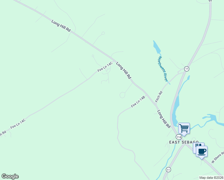 map of restaurants, bars, coffee shops, grocery stores, and more near 26 Murch Road in Sebago