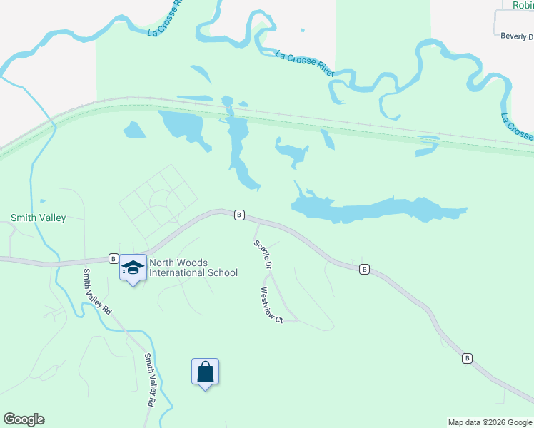 map of restaurants, bars, coffee shops, grocery stores, and more near W5398 County Road B in La Crosse