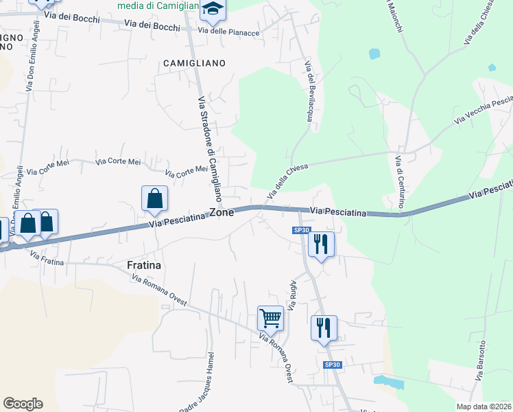 map of restaurants, bars, coffee shops, grocery stores, and more near 467 Via Pesciatina in Capannori