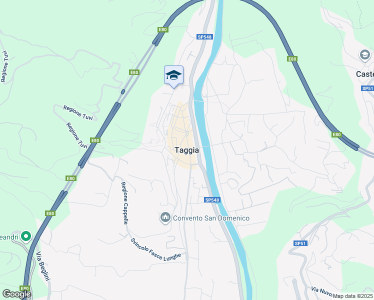 map of restaurants, bars, coffee shops, grocery stores, and more near 49C Via Lungo Argentina in Taggia