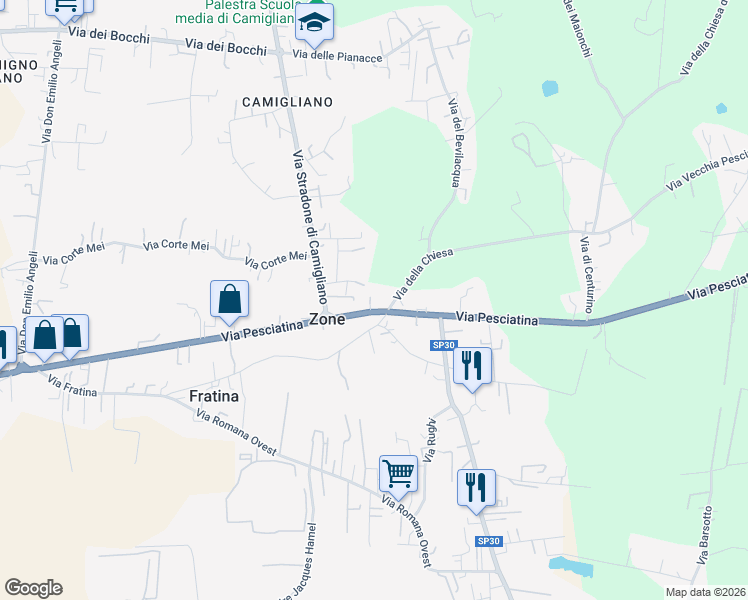 map of restaurants, bars, coffee shops, grocery stores, and more near 467 Via Pesciatina in Capannori