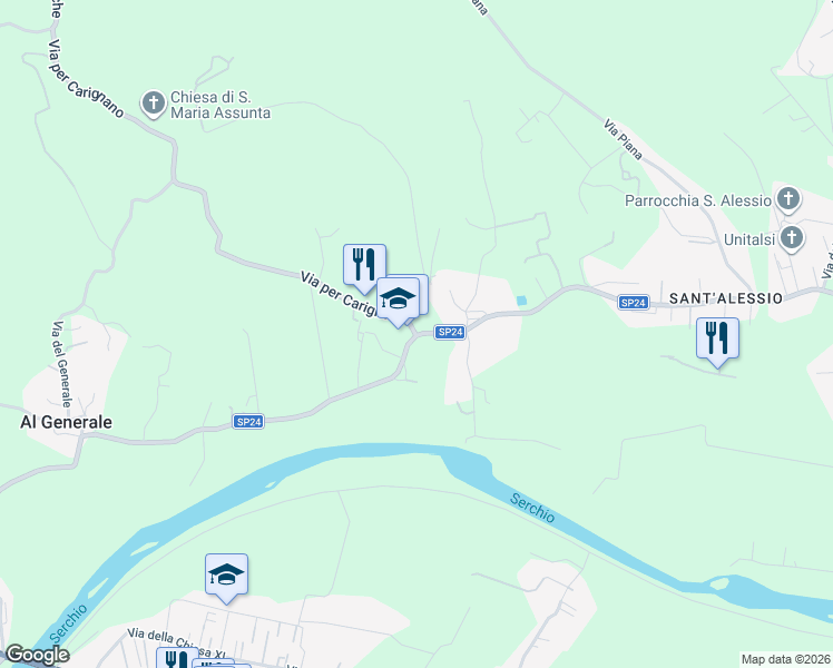 map of restaurants, bars, coffee shops, grocery stores, and more near 3702 Via di Sant'Alessio in Lucca