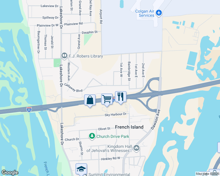 map of restaurants, bars, coffee shops, grocery stores, and more near 203 Callaway Court in La Crosse