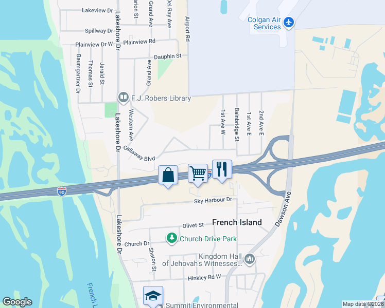 map of restaurants, bars, coffee shops, grocery stores, and more near 203 Callaway Court in La Crosse