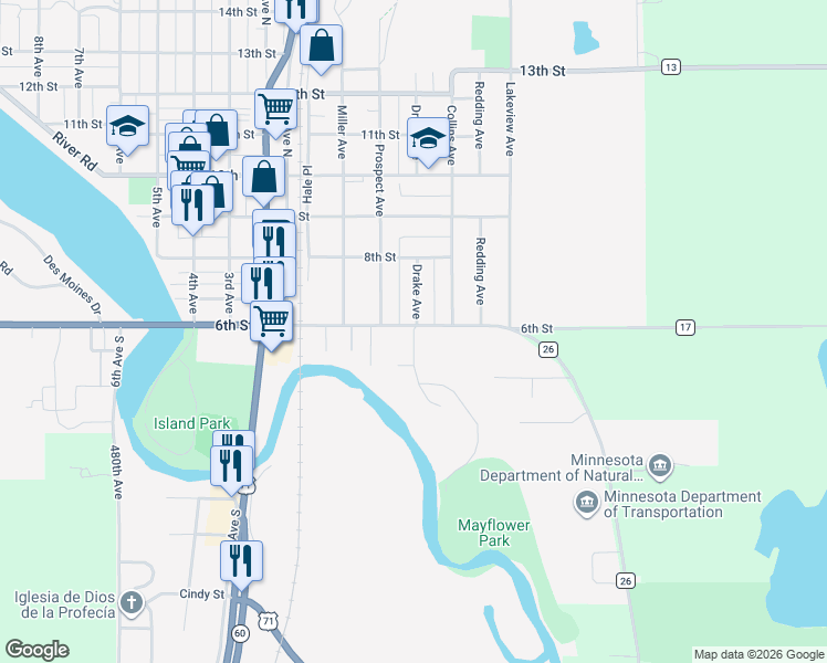 map of restaurants, bars, coffee shops, grocery stores, and more near 581 Drake Avenue in Windom