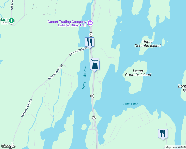 map of restaurants, bars, coffee shops, grocery stores, and more near 632 Gurnet Road in Brunswick