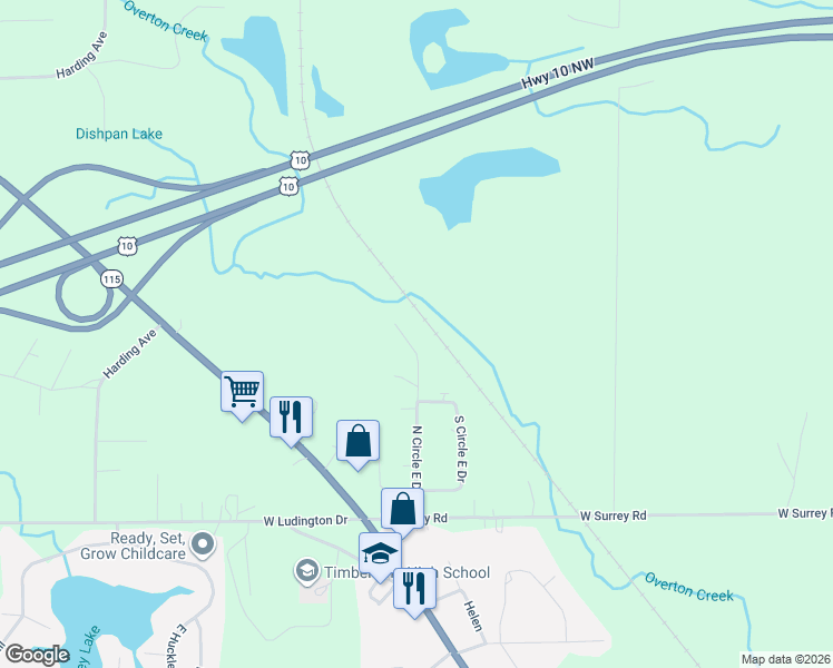 map of restaurants, bars, coffee shops, grocery stores, and more near 8849 South Circle East Drive in Farwell
