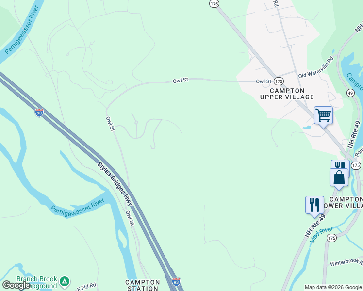 map of restaurants, bars, coffee shops, grocery stores, and more near 77 Rising Ridge Road in Campton