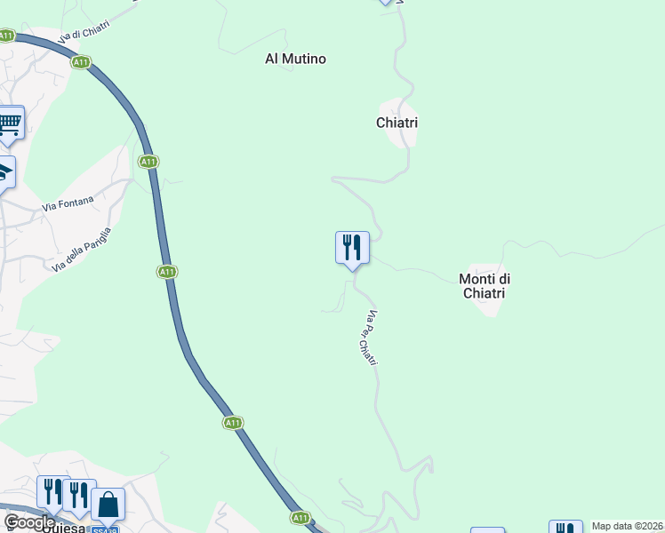 map of restaurants, bars, coffee shops, grocery stores, and more near 1750 Via dei Monti Di Chiatri in Provincia di Lucca
