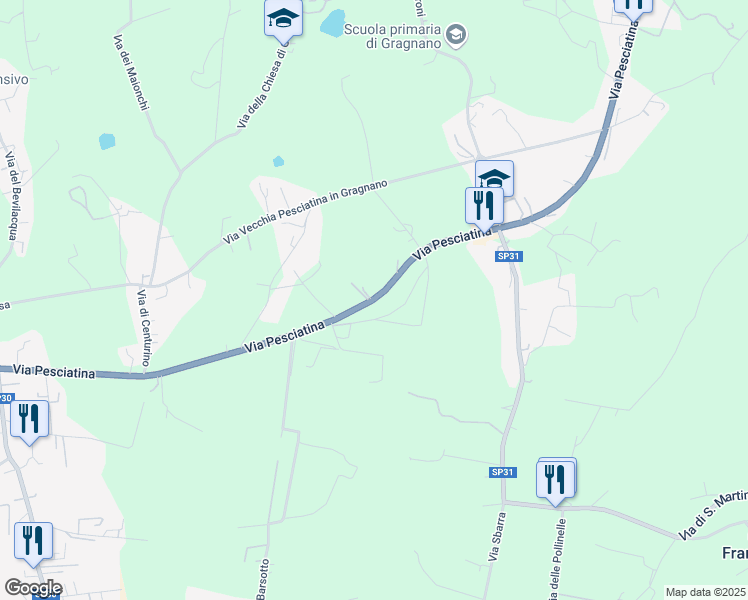 map of restaurants, bars, coffee shops, grocery stores, and more near 822 Via Pesciatina in Capannori