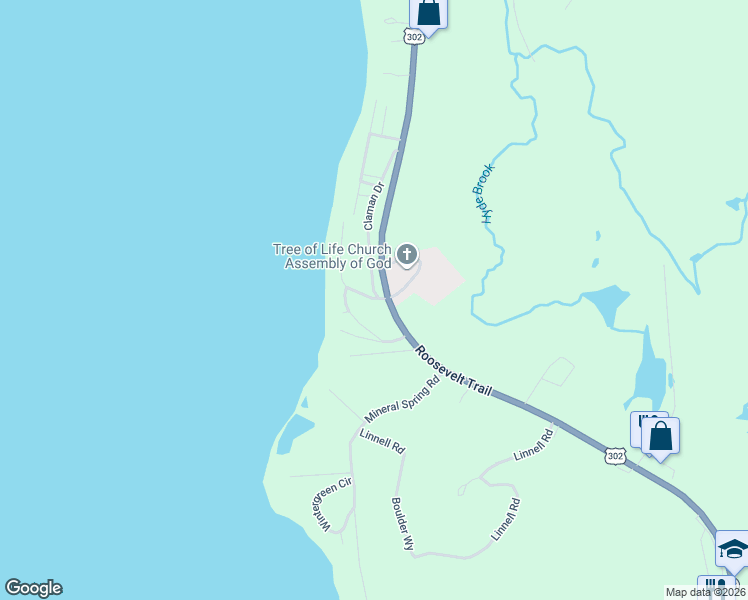 map of restaurants, bars, coffee shops, grocery stores, and more near 25 Lake Avenue in Windham