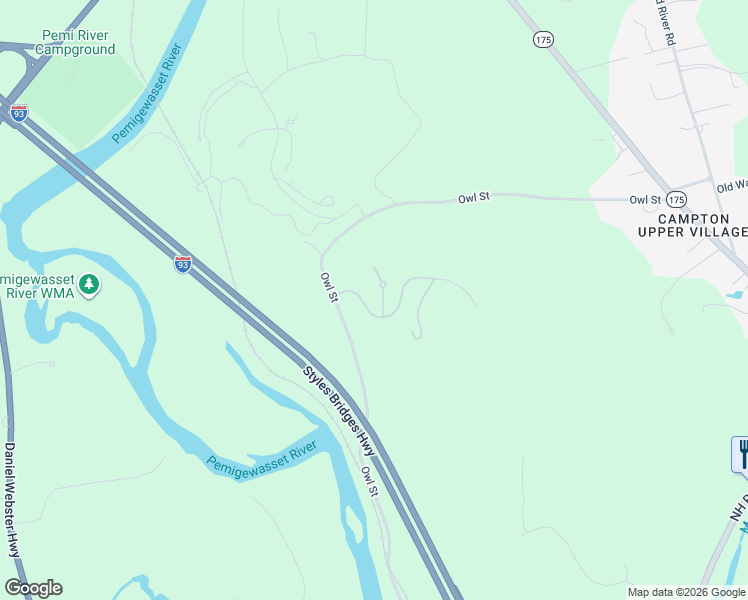 map of restaurants, bars, coffee shops, grocery stores, and more near 28 Rising Ridge Road in Campton