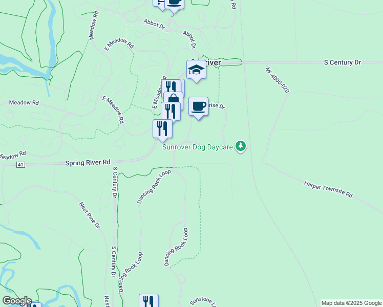 map of restaurants, bars, coffee shops, grocery stores, and more near 56851 Enterprise Drive in Sunriver