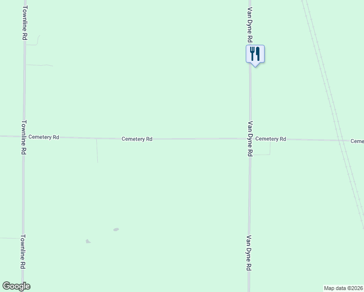 map of restaurants, bars, coffee shops, grocery stores, and more near W7028 Cemetery Road in Van Dyne