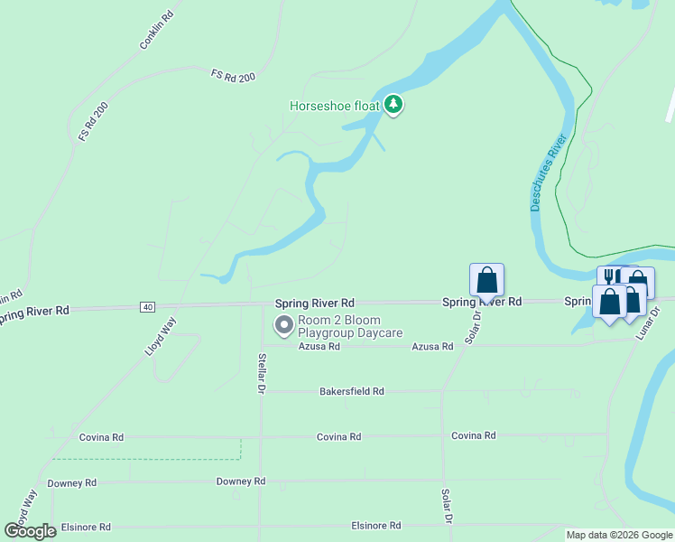 map of restaurants, bars, coffee shops, grocery stores, and more near 17061 Cooper Drive in Bend