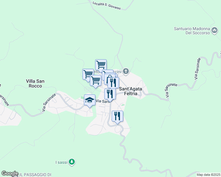map of restaurants, bars, coffee shops, grocery stores, and more near 49 Via Cionini in Sant'Agata Feltria