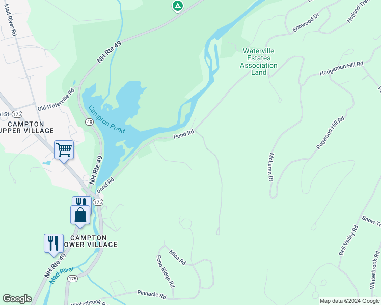 map of restaurants, bars, coffee shops, grocery stores, and more near 41 Round Top Road in Campton