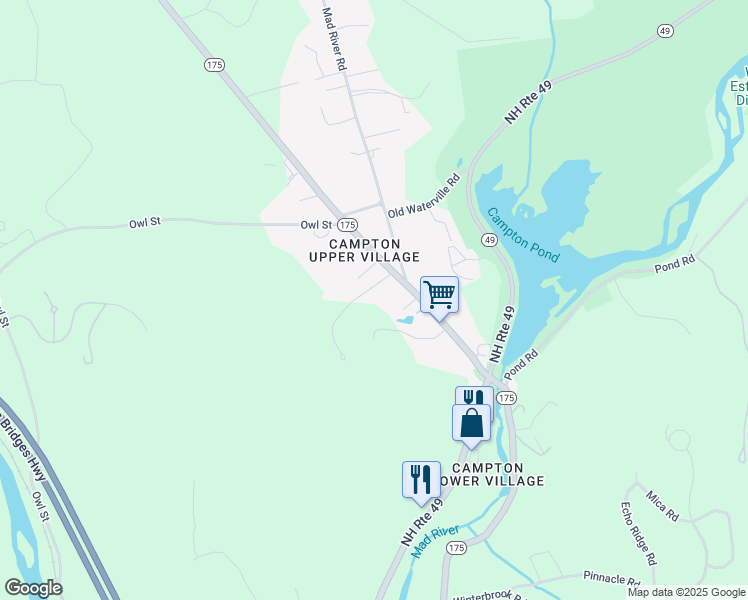map of restaurants, bars, coffee shops, grocery stores, and more near 1345 New Hampshire Route 175 in Campton