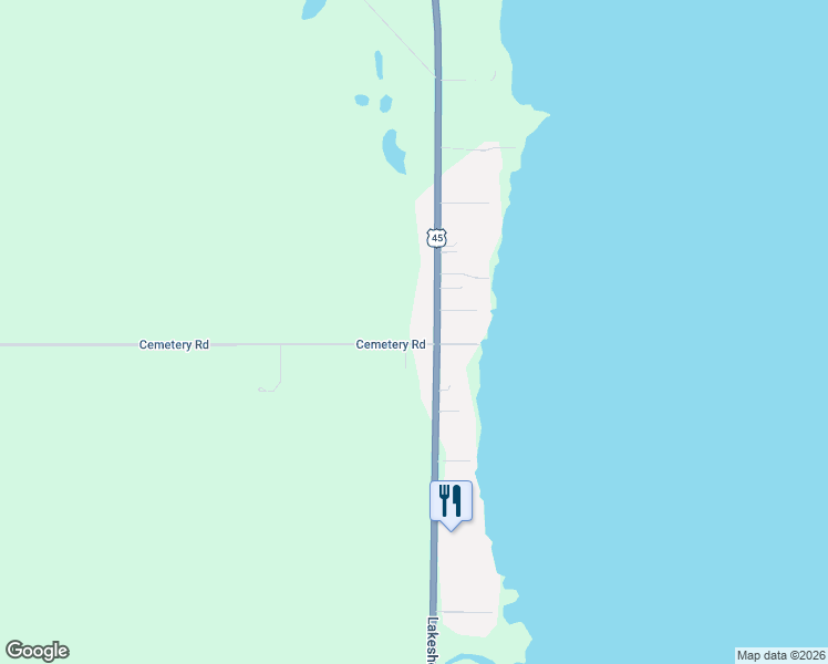 map of restaurants, bars, coffee shops, grocery stores, and more near N8910 Lakeshore Drive in Van Dyne