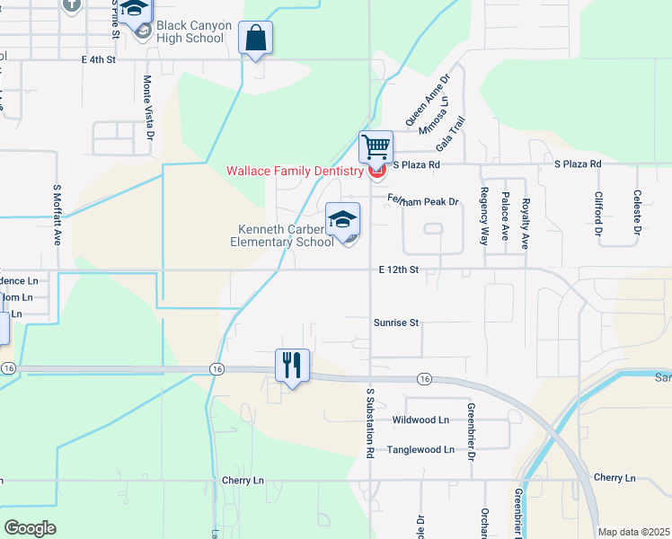 map of restaurants, bars, coffee shops, grocery stores, and more near 1950 East 12th Street in Emmett